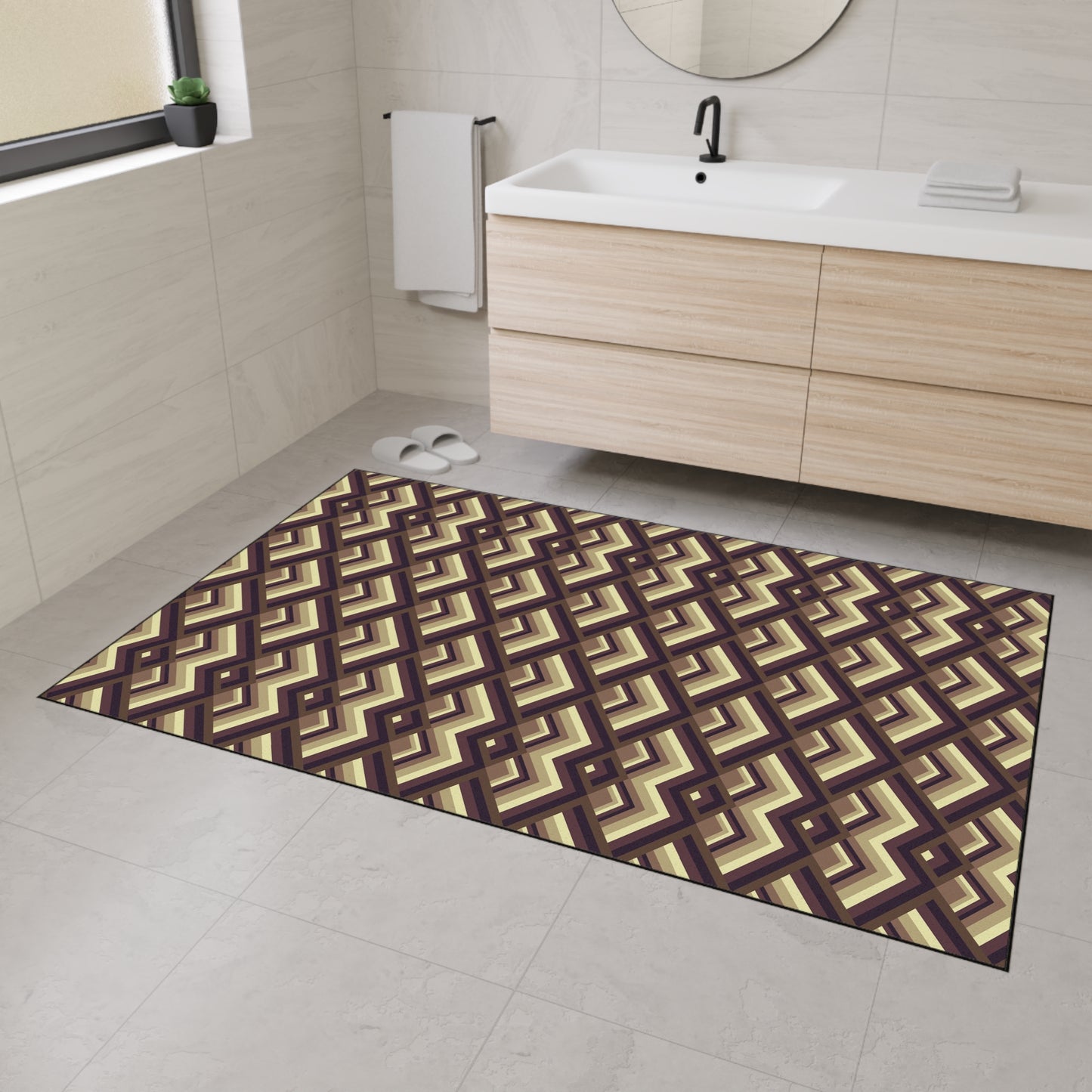 Geometric Retro Diamond Heavy-Duty Floor Mat