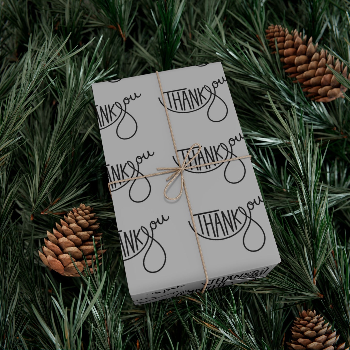 Gift Wrap Paper — 'Thank You' Patterned Wrapping Paper (Gray)
