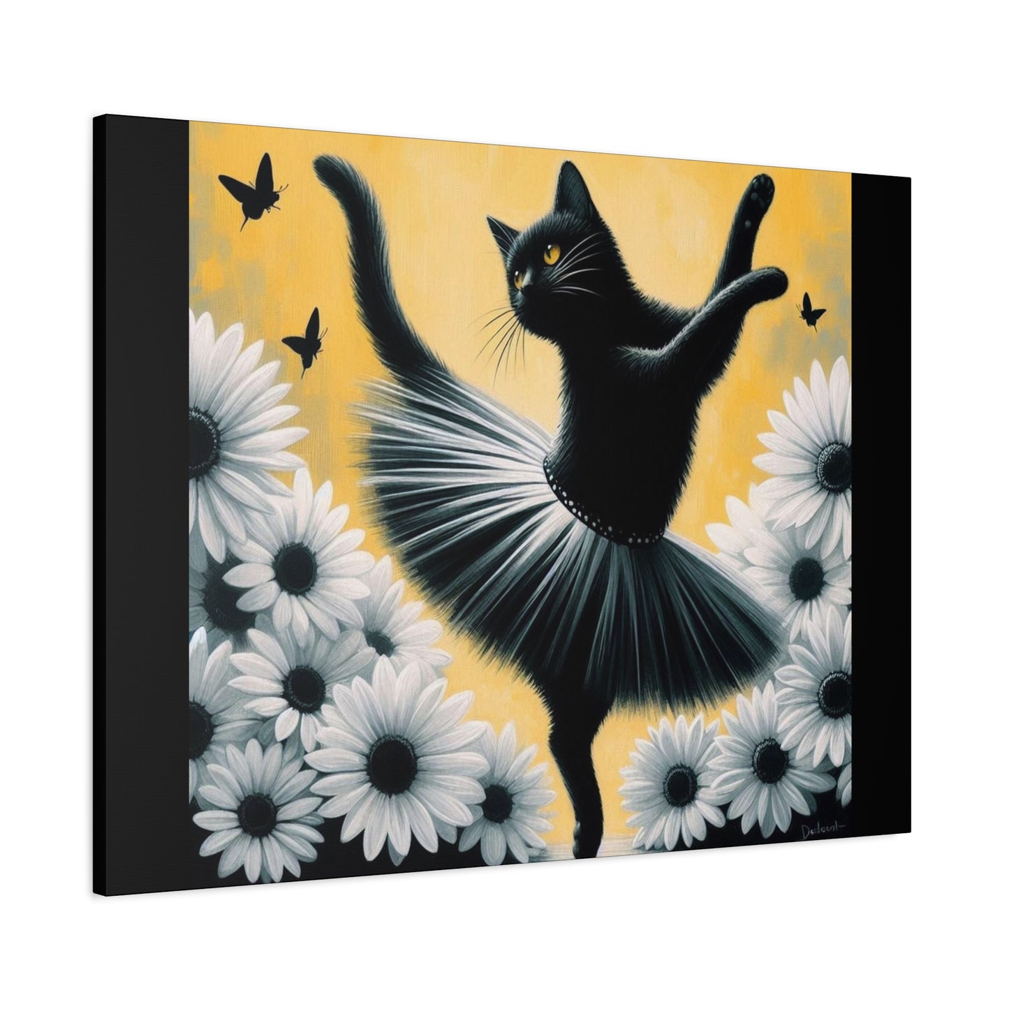Ballet Black Cat Canvas Print — Whimsical Cat Ballerina Wall Art