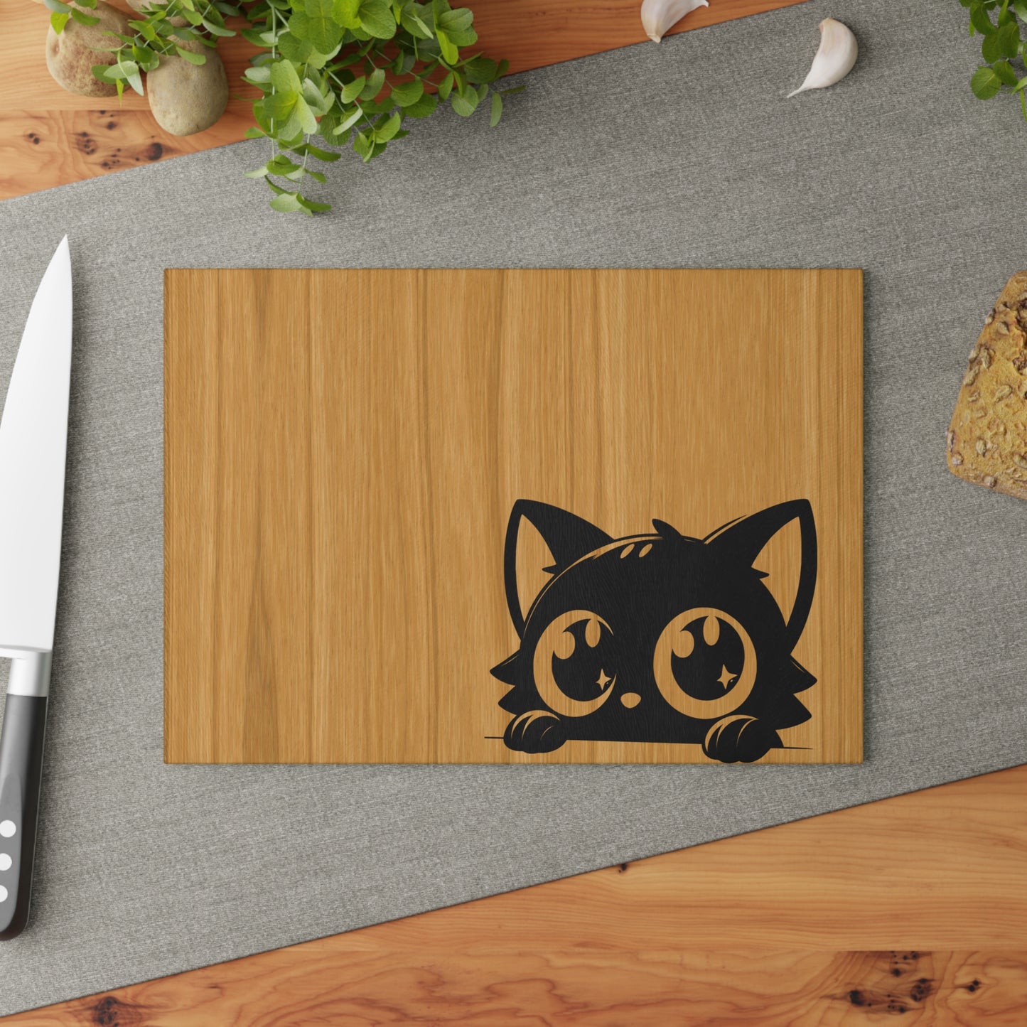 Cute Cat Glass Cutting Board