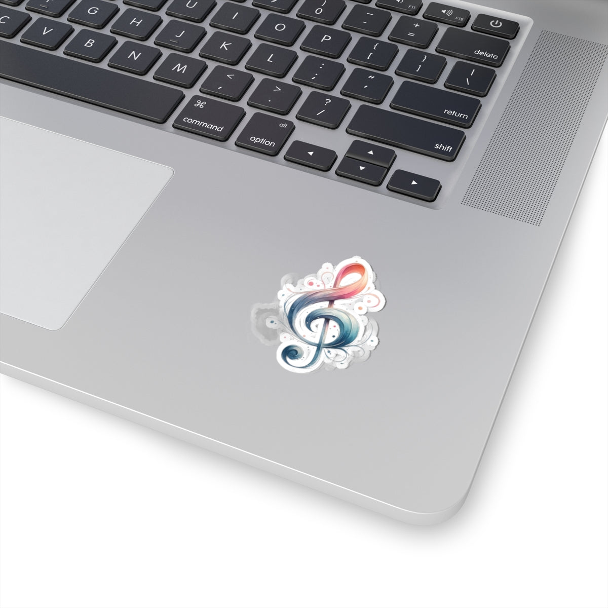 Watercolor Treble Clef Kiss-Cut Sticker — Music Symbol Laptop Decal