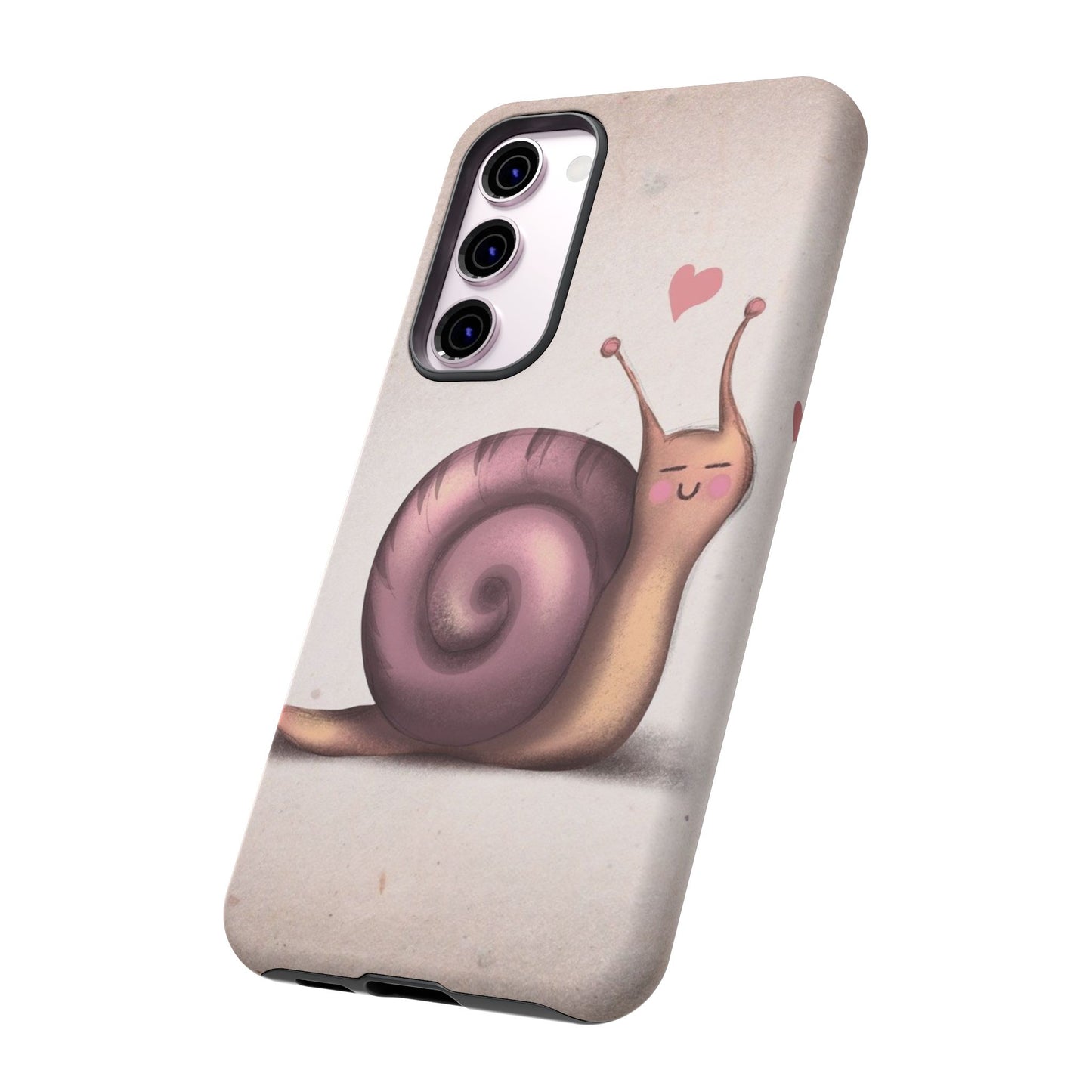 Cute Snail Phone Case — Pink Heart Cartoon Protective iPhone Cover