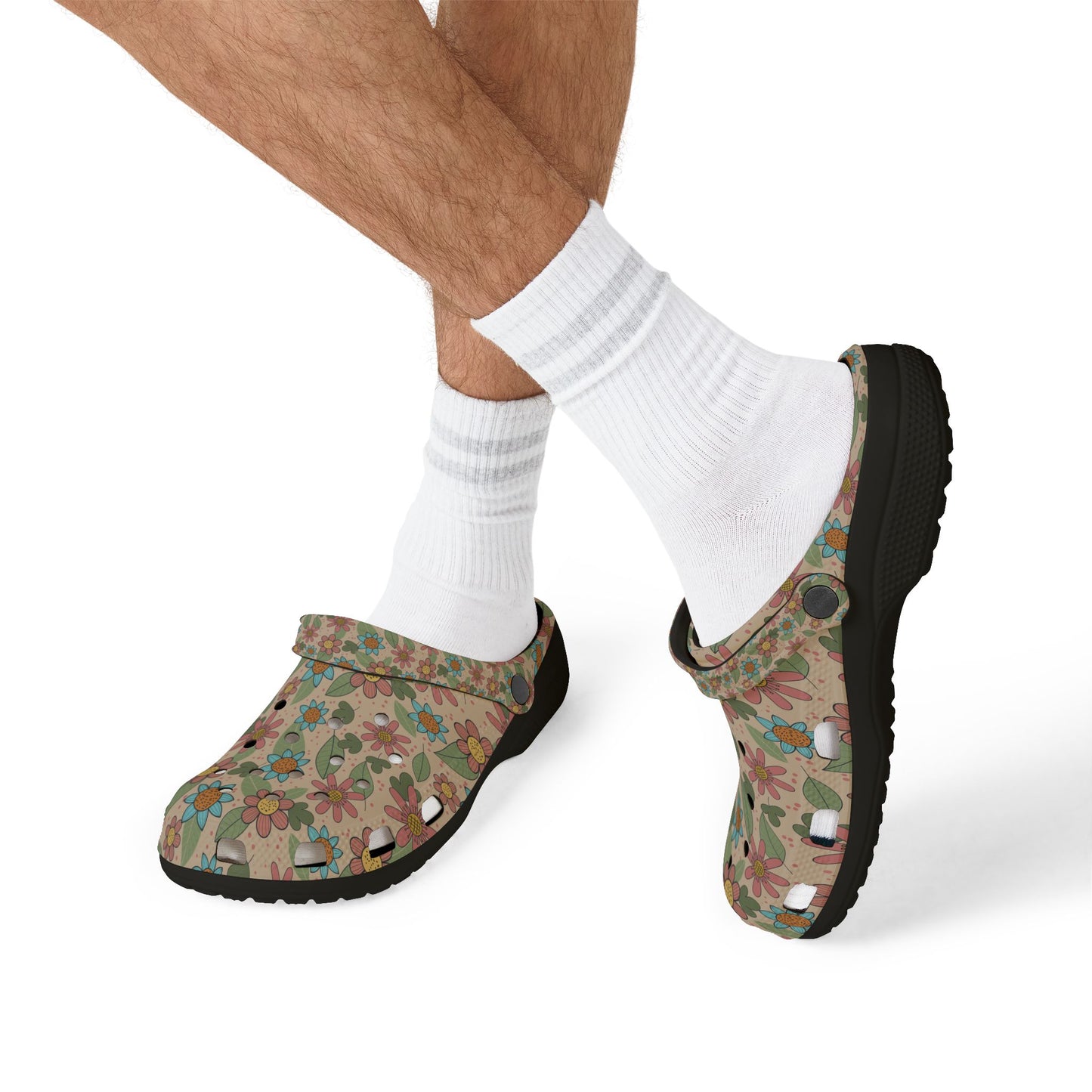 Floral Garden EVA Clogs — Retro Flower Print Foam Slip‑Ons