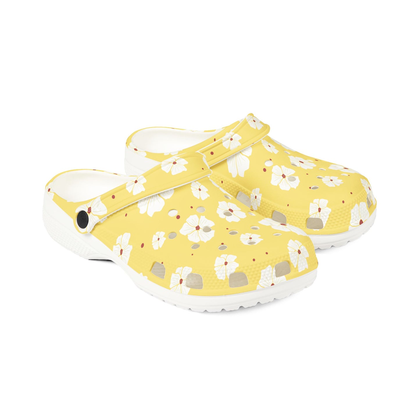 Floral Yellow EVA Foam Clogs — Lightweight Garden & Pool Slip-Ons