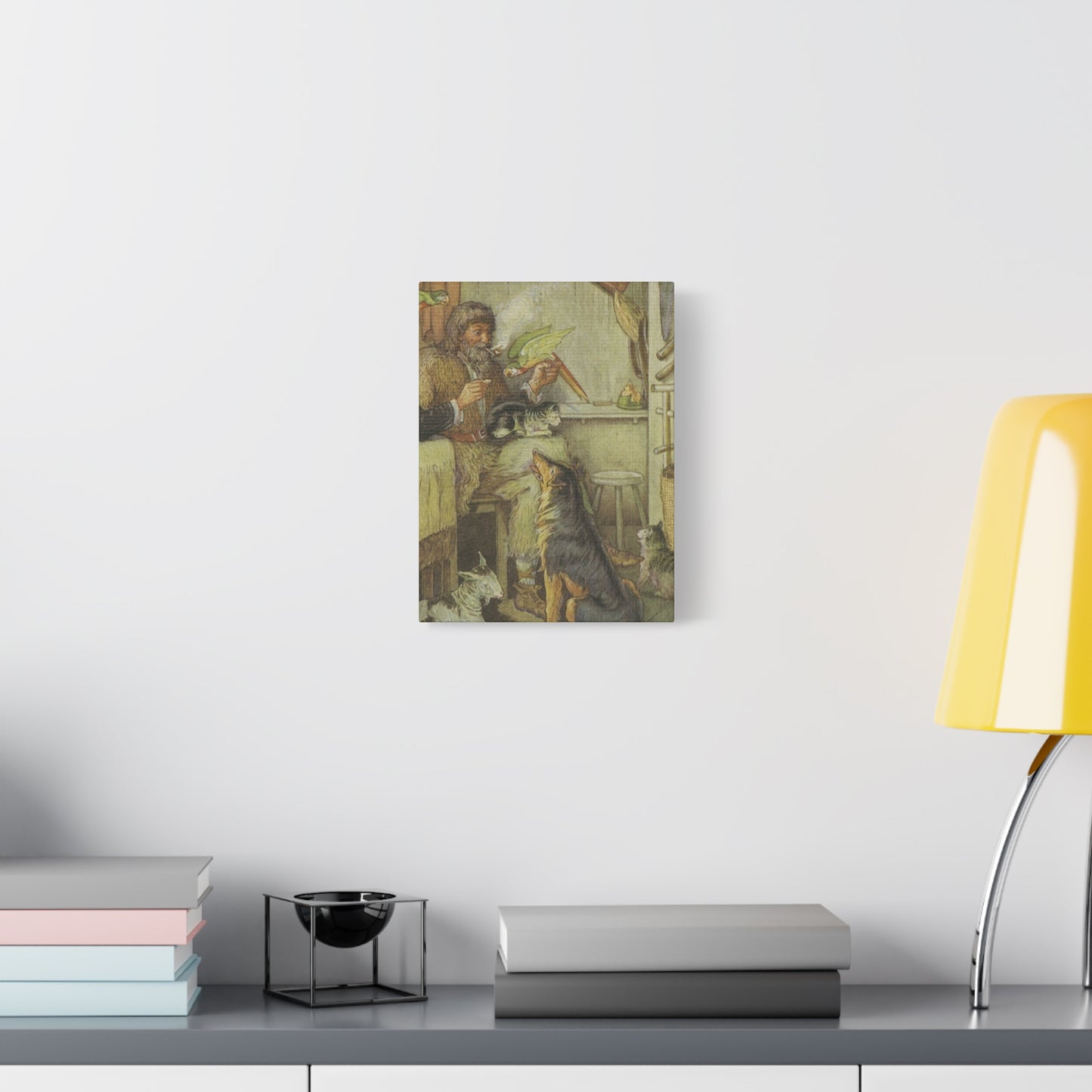Vintage Cottage Animal Illustration Matte Canvas Print
