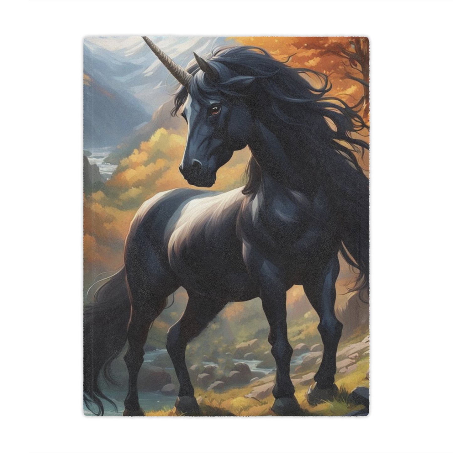 Black Unicorn Minky Blanket — Plush Fantasy Throw for Kids & Adults