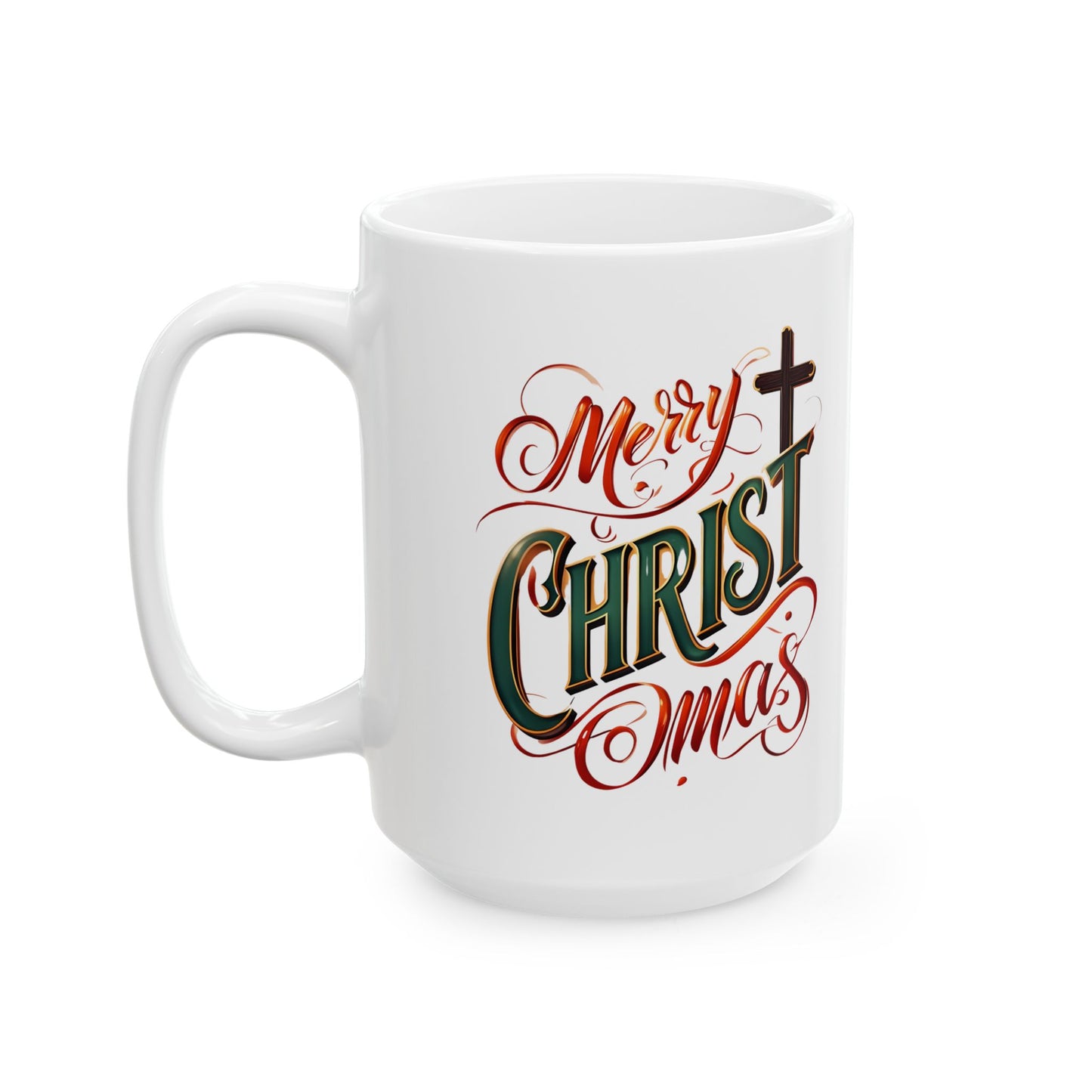 Christmas Ceramic Mug - Merry Christ-Mas Coffee Cup, Holiday Gift, Hot Cocoa Mug, Festive Kitchen Decor, Seasonal Beverage Mug