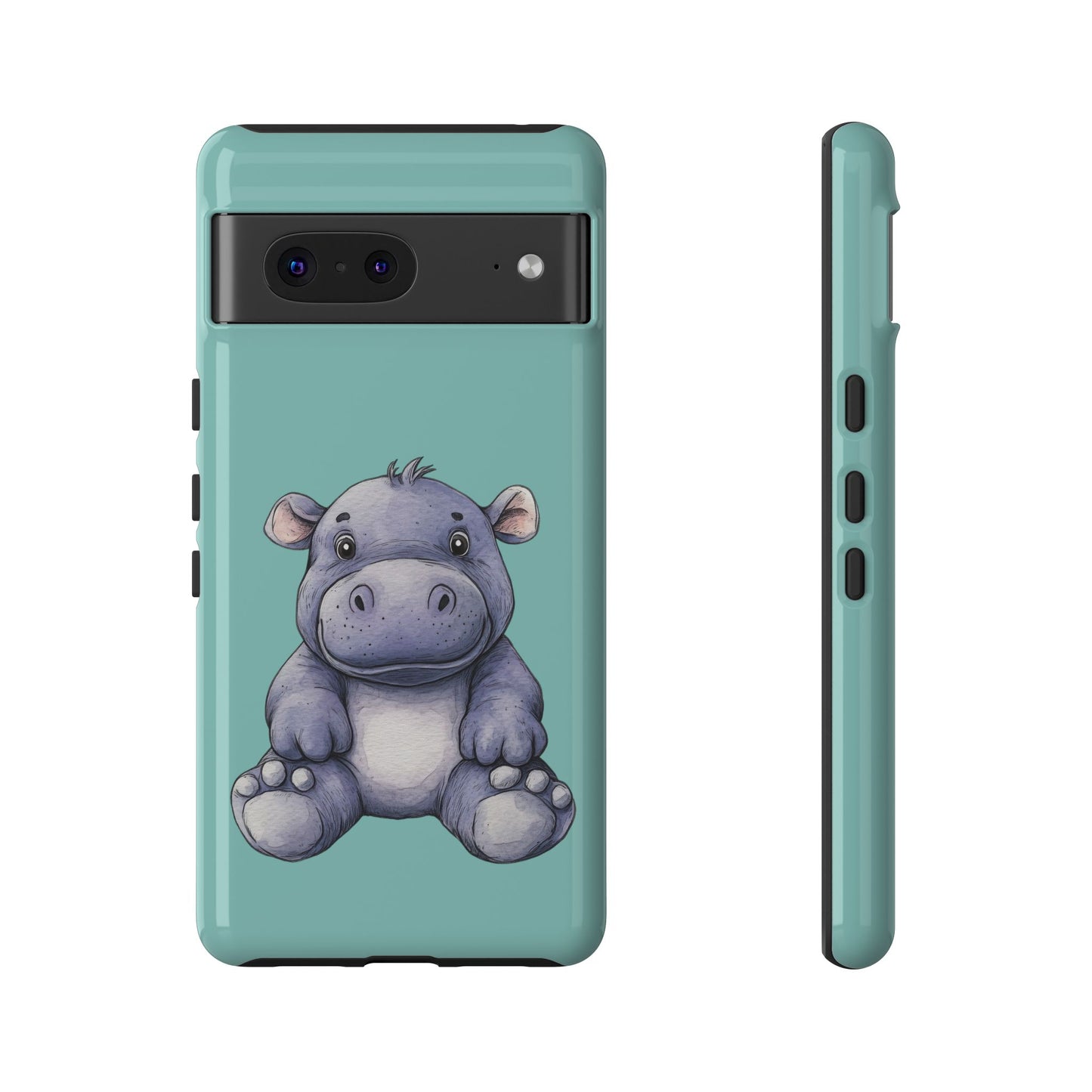 Cute Hippo Phone Case, Tough Phone Cover, Fun Animal Case, Gift for Kids, Cute Decor, Birthday Present