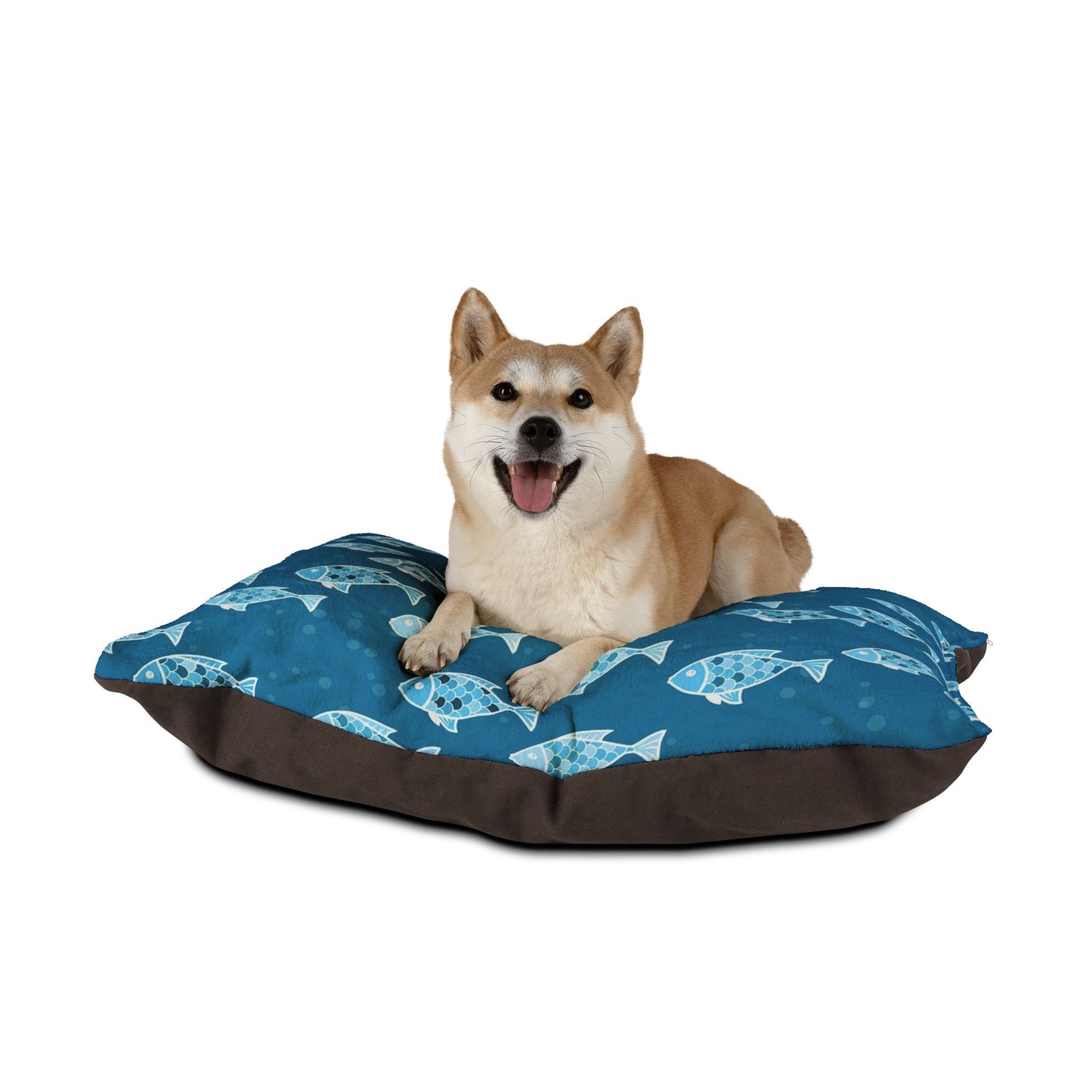 Blue Fish Pet Bed, Cozy Dog Bed, Cat Bed, Nautical Pet Accessories, Ocean Theme Pet Cushion, Perfect Gift for Pet Lovers