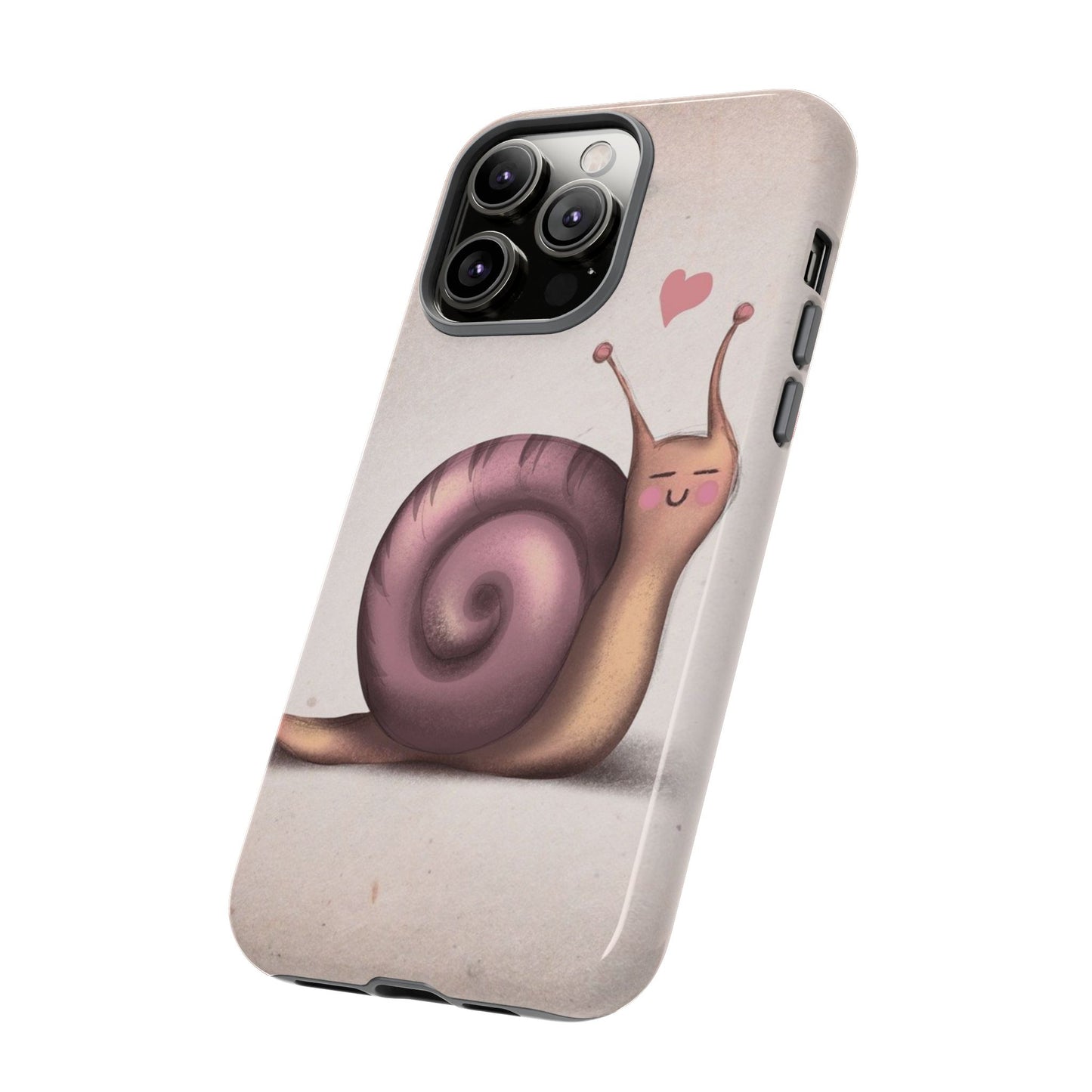 Cute Snail Phone Case — Pink Heart Cartoon Protective iPhone Cover