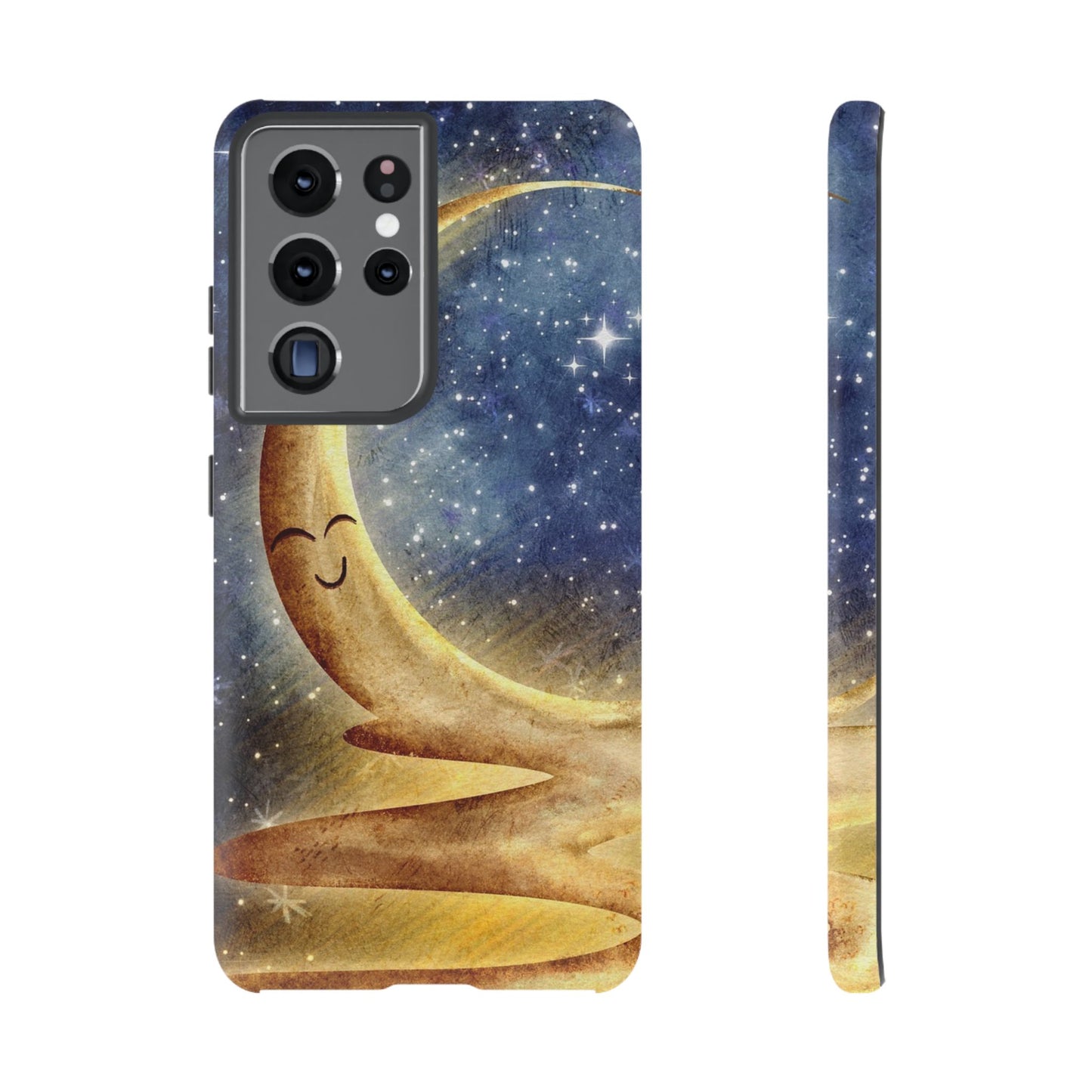 Moonlit Smile Phone Case — Starry Night Crescent Moon iPhone Cover