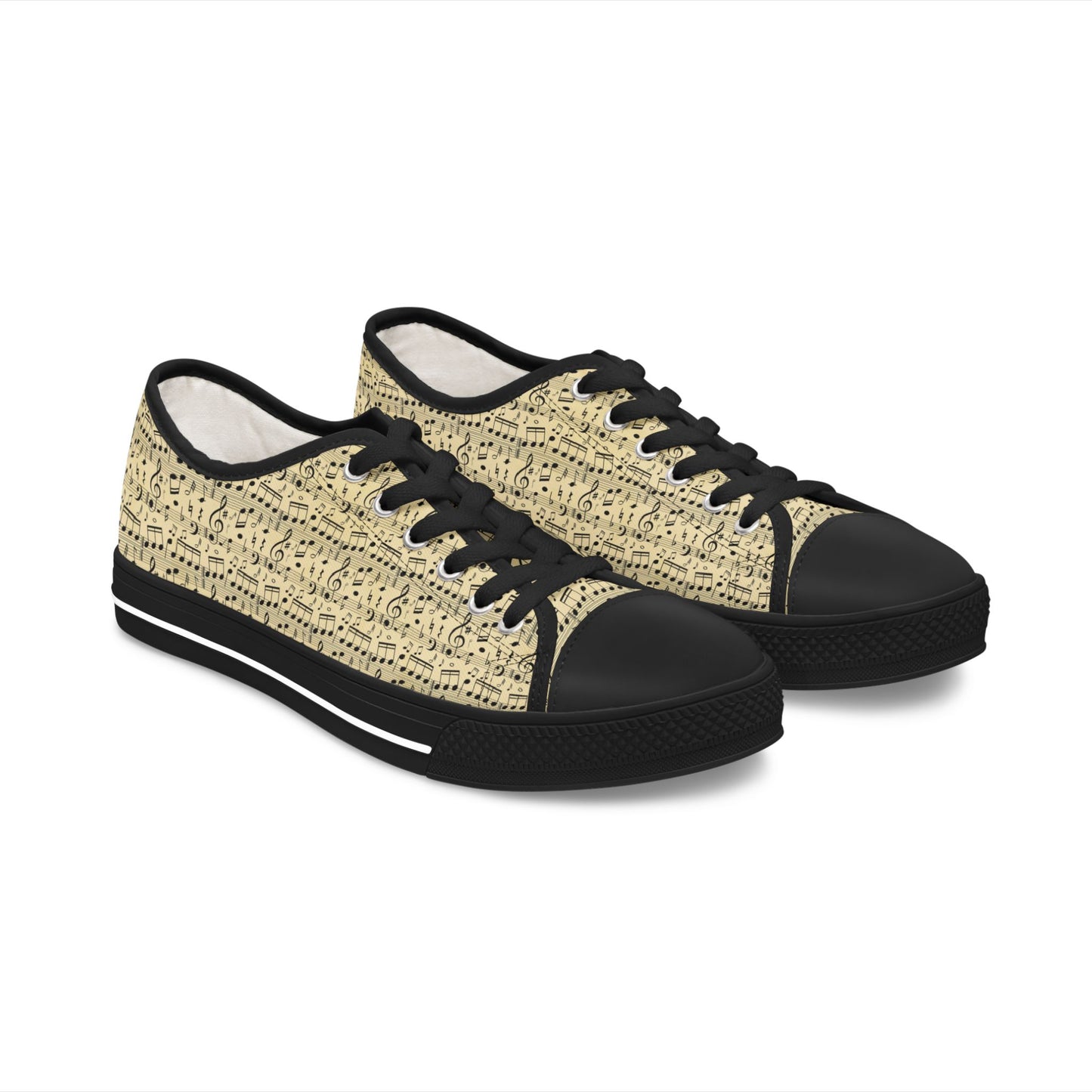 Music Sheet Low Top Sneakers — Vintage Sheet Music Print Tennis Shoes