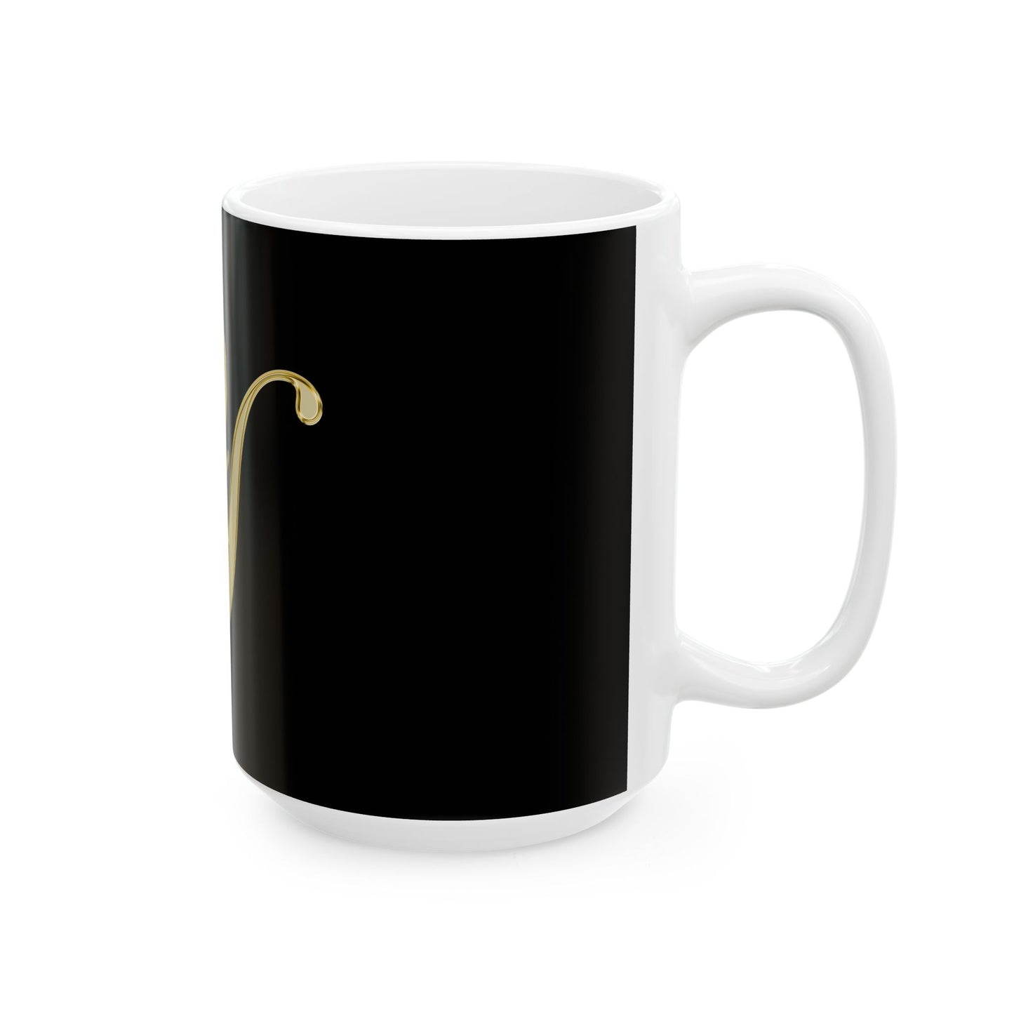 Gold Script Letter Y Ceramic Mug — Elegant Monogram Coffee Cup (11oz, 15oz)