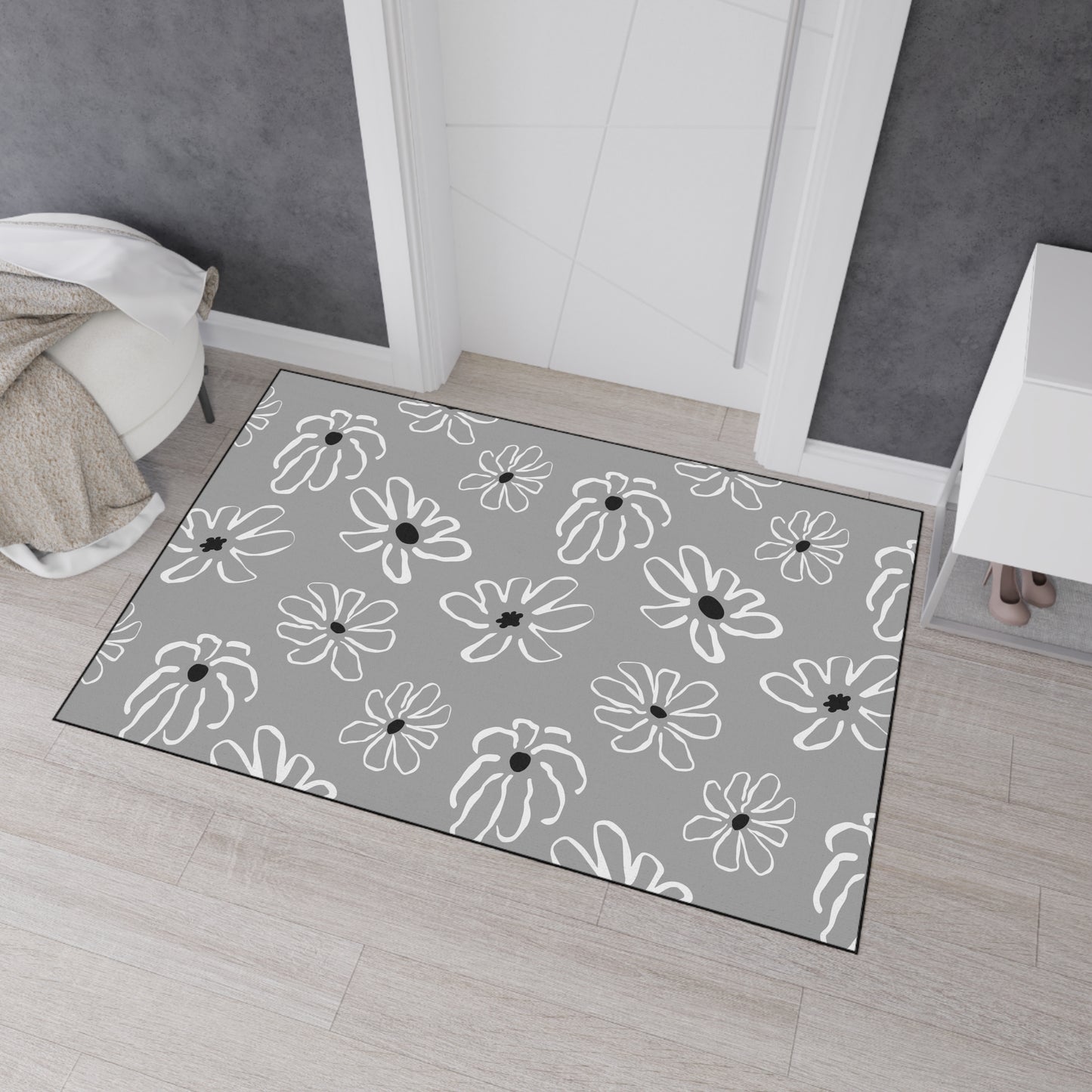 Daisy Pattern Heavy-Duty Floor Mat – Durable Non-Slip Entry & Kitchen Rug