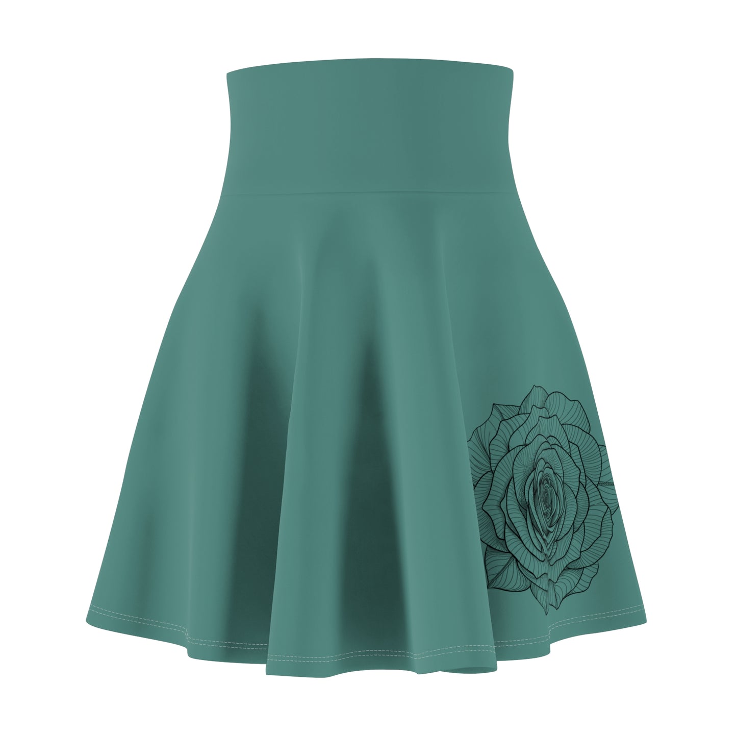 Teal Floral Women's Skater Skirt, Flowy Skirt, Casual Summer Skirt, Beach Outfit, Gift for Her, Festival Wear