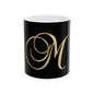 Gold Monogram 'M' Ceramic Mug – Elegant Initial Coffee Cup (11oz & 15oz)
