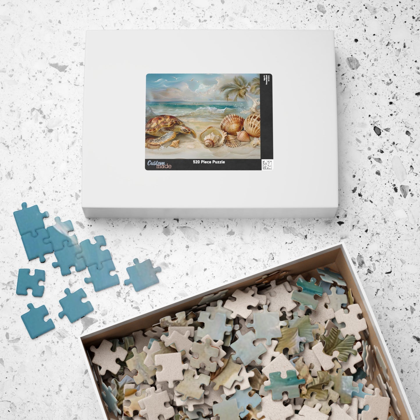 Seashells and Turtle Beach Scene Puzzle