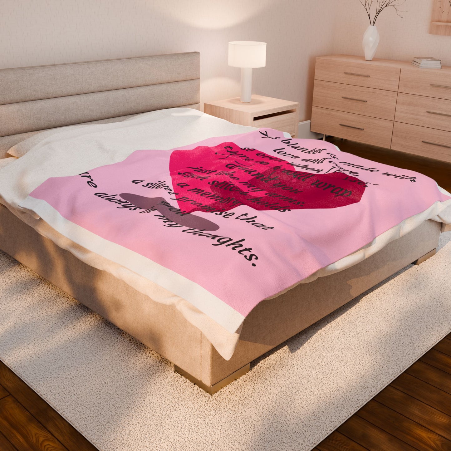 Memorial Heart Velveteen Plush Blanket — "This blanket is made with love and care" Comfort Throw
