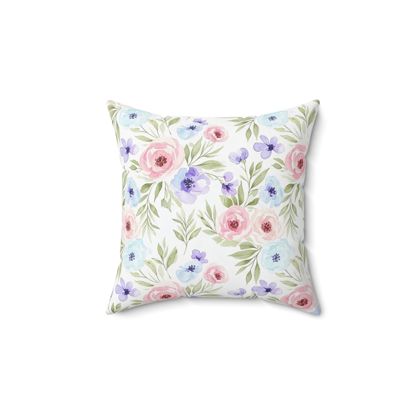 Spun Polyester Square Pillow - Flowers