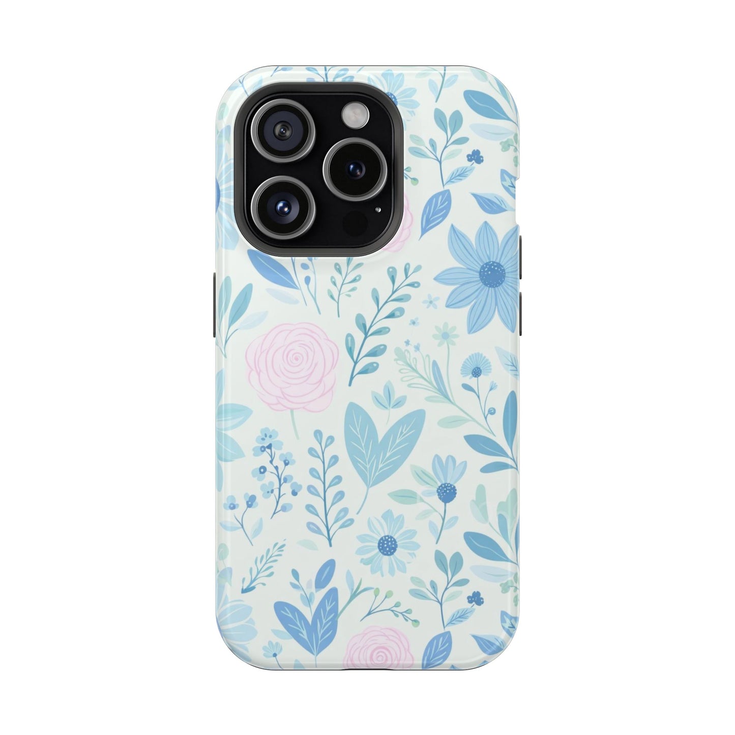 Floral Pastel Magnetic Impact Phone Case — Blue & Pink Botanical Design