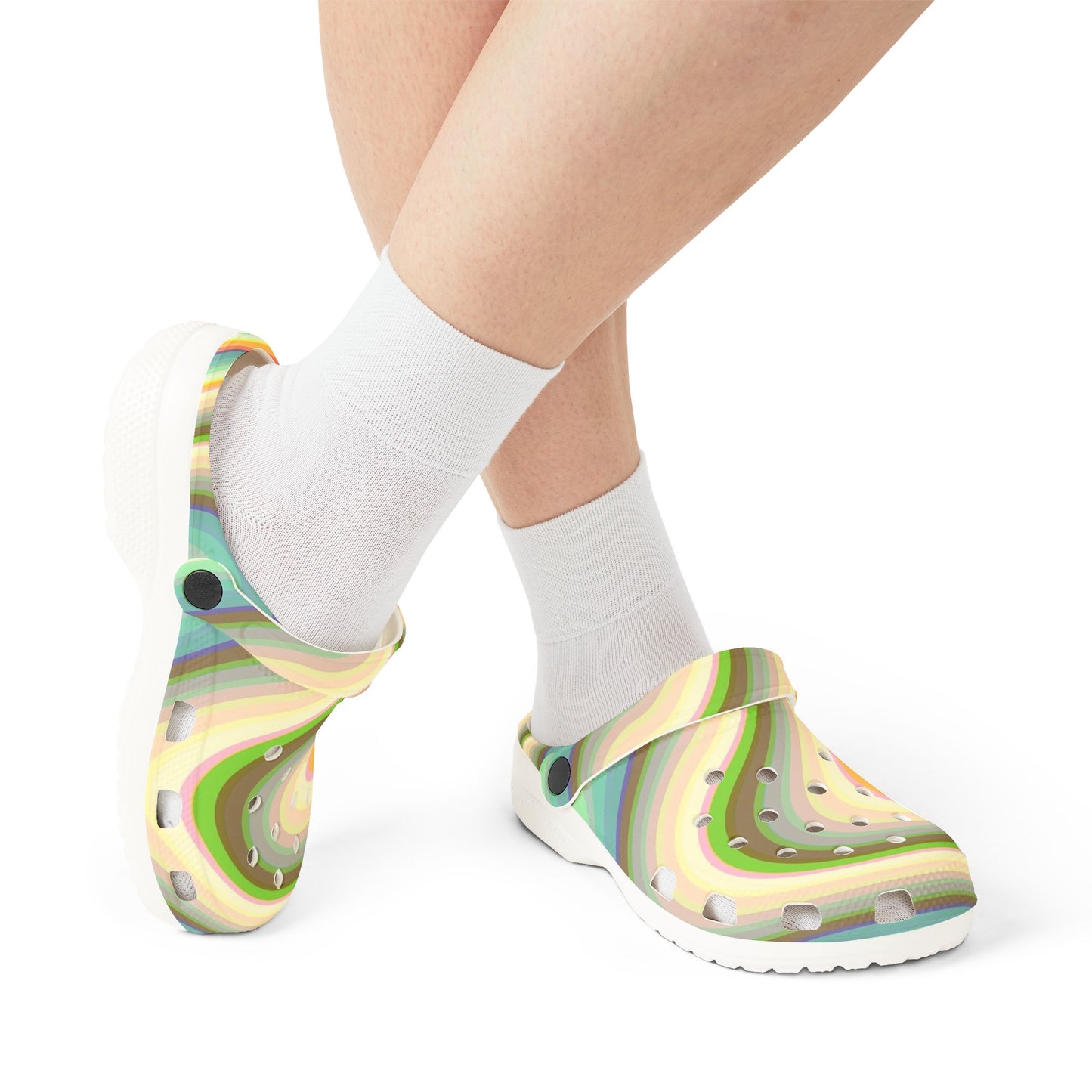 Retro Swirl Clogs — Colorful EVA Foam Comfort Shoes
