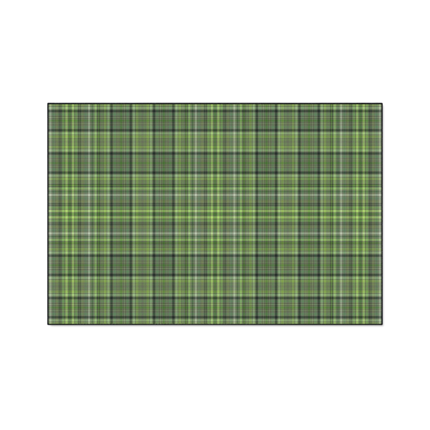 Green Plaid Heavy-Duty Floor Mat — Durable Non-Slip Entry Rug