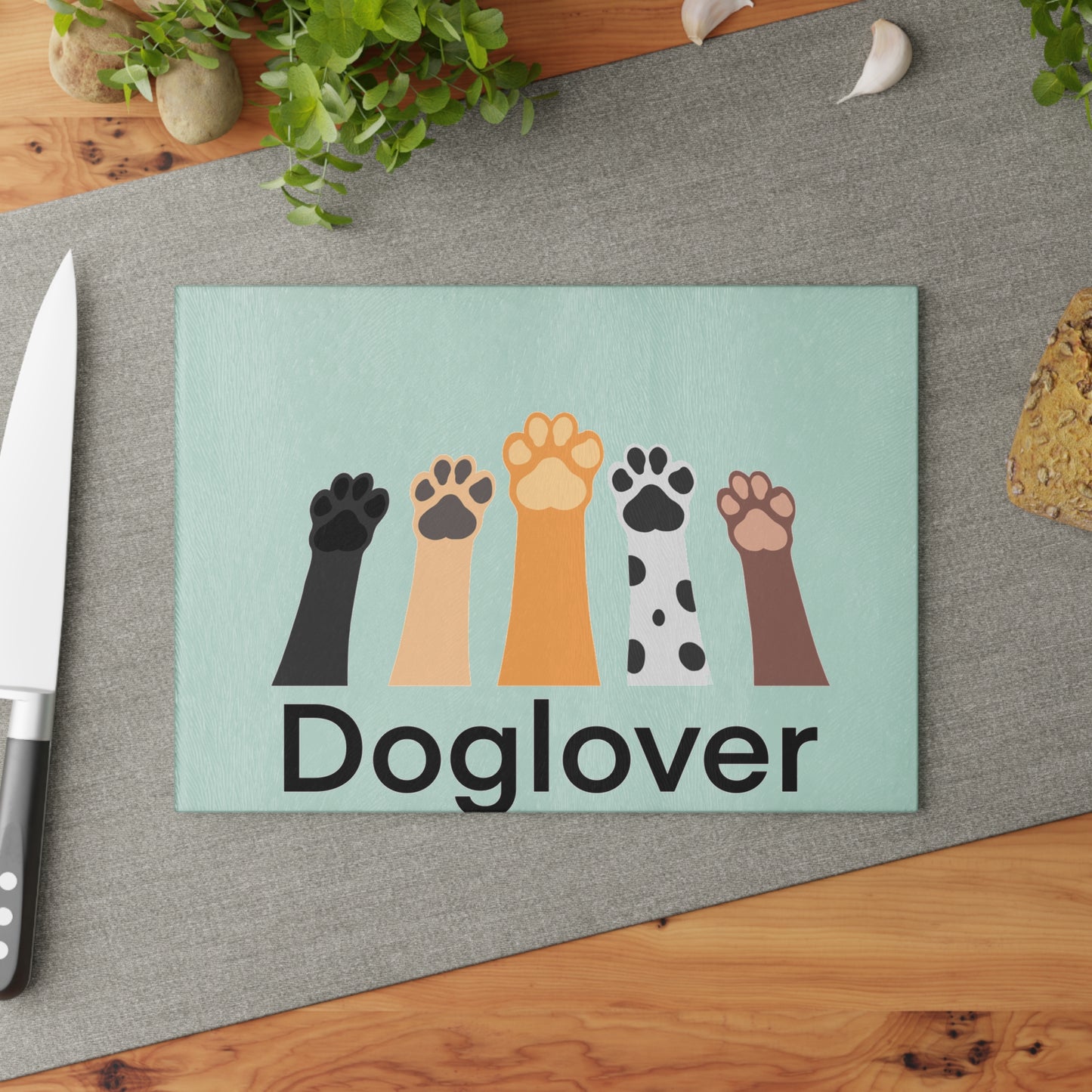 Doglover Glass Cutting Board – Cute Paw Print Kitchen Decor