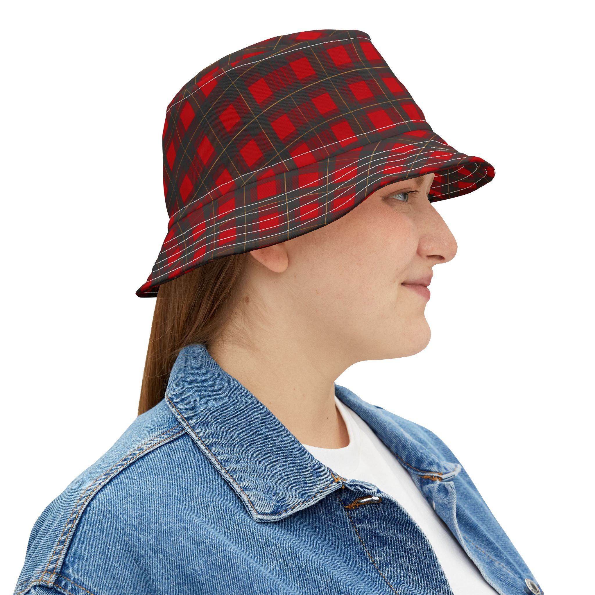 Red Plaid Bucket Hat - Classic Lumberjack Check