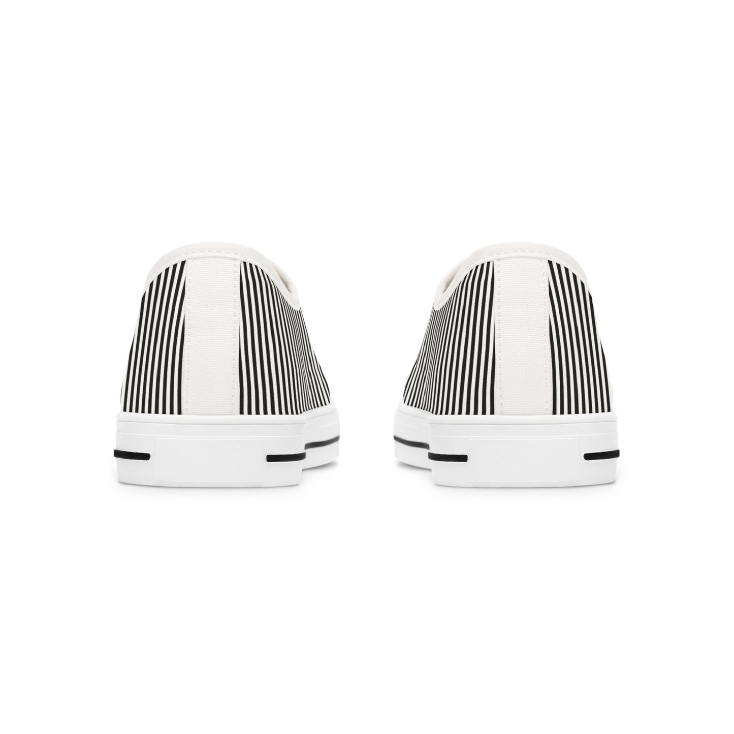 Striped Low Top Sneakers for Women — Casual Black & White Canvas Kicks