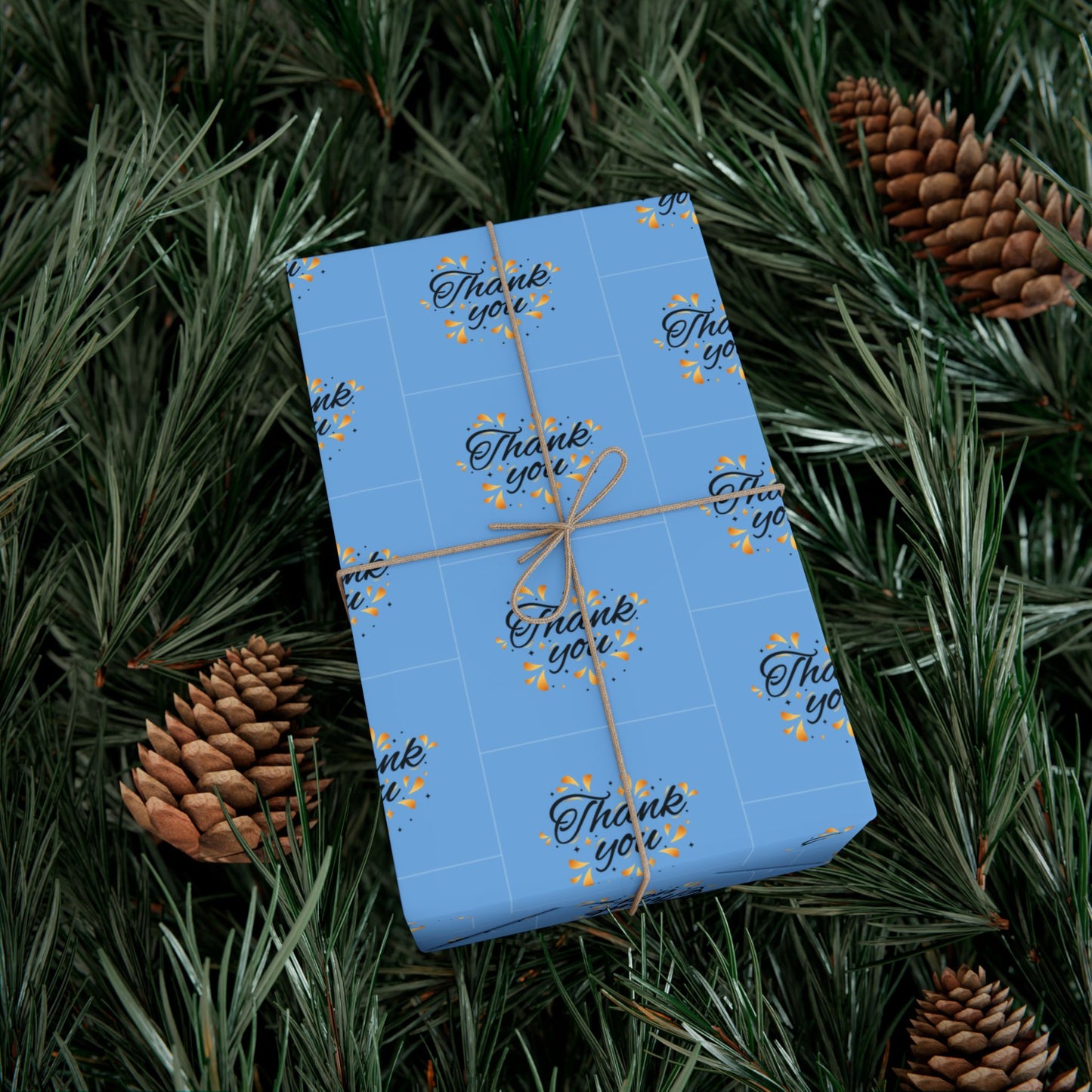 Gift Wrap Paper — 'Thank You' Confetti Pattern (Minimal White & Gold)