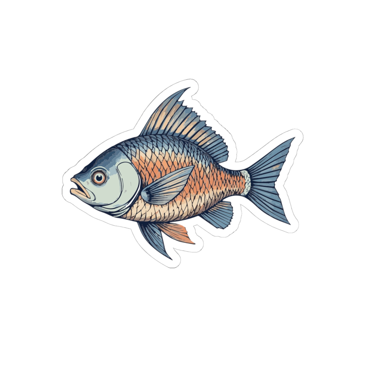 Fish Illustration Kiss-Cut Stickers, Fishing Decor, Laptop Stickers