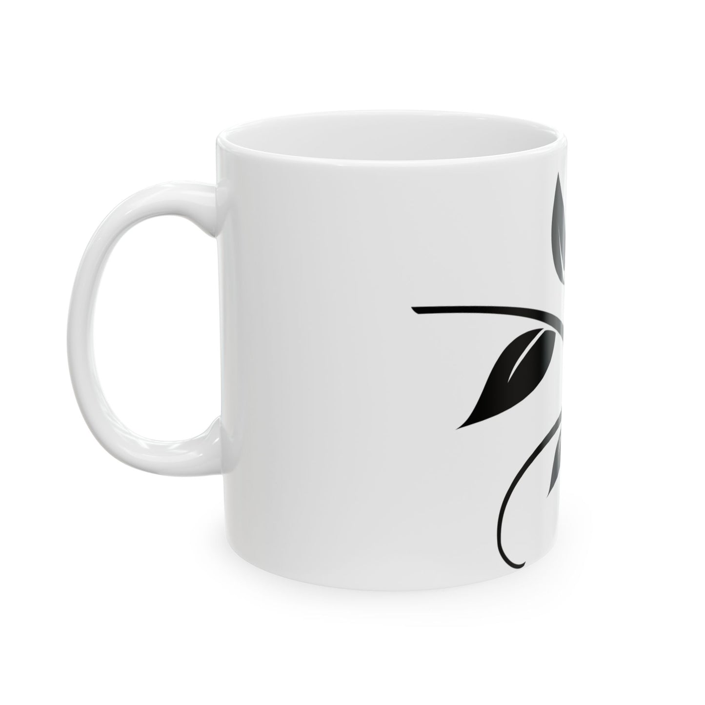 Bird & Branch Ceramic Mug — Black Silhouette Coffee Cup (11oz, 15oz)