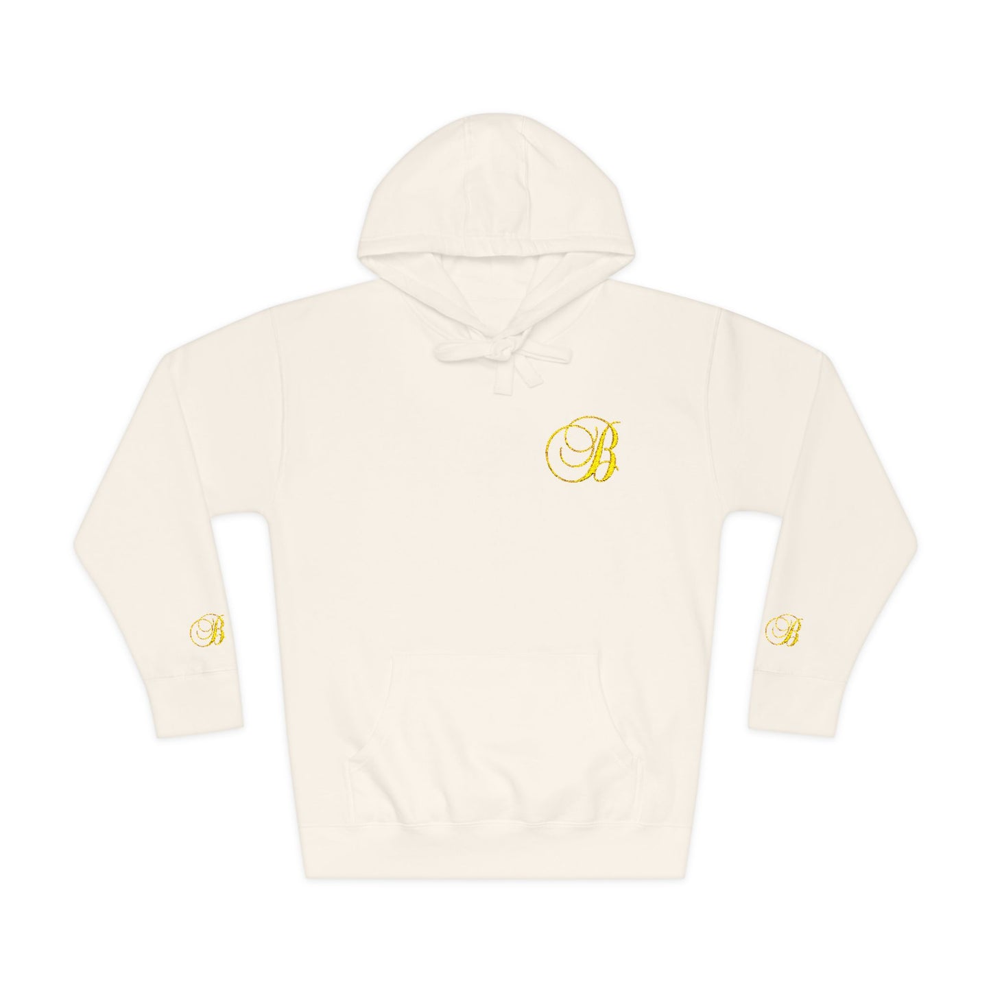 Coral Gold Floral Initial Hoodie — Monogram 'B' Casual Pullover