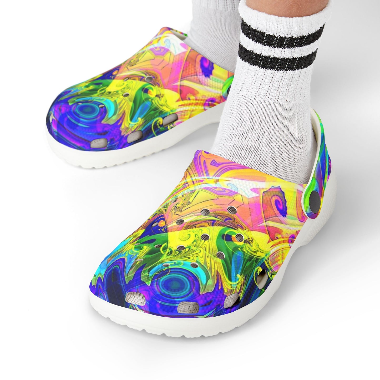Kids Tie-Dye Swirl EVA Foam Clogs — Colorful Watercolor Slip-On Sandals