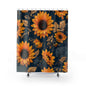 Sunflower Shower Curtain — Golden Sunflowers on Navy Floral Bath Curtain