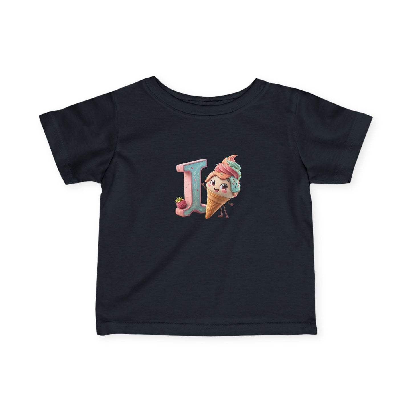 Cute Ice Cream Initial Infant Tee, Baby Shirt, Toddler Clothing, Summer Outfit, Personalized Gift, Kids Apparel