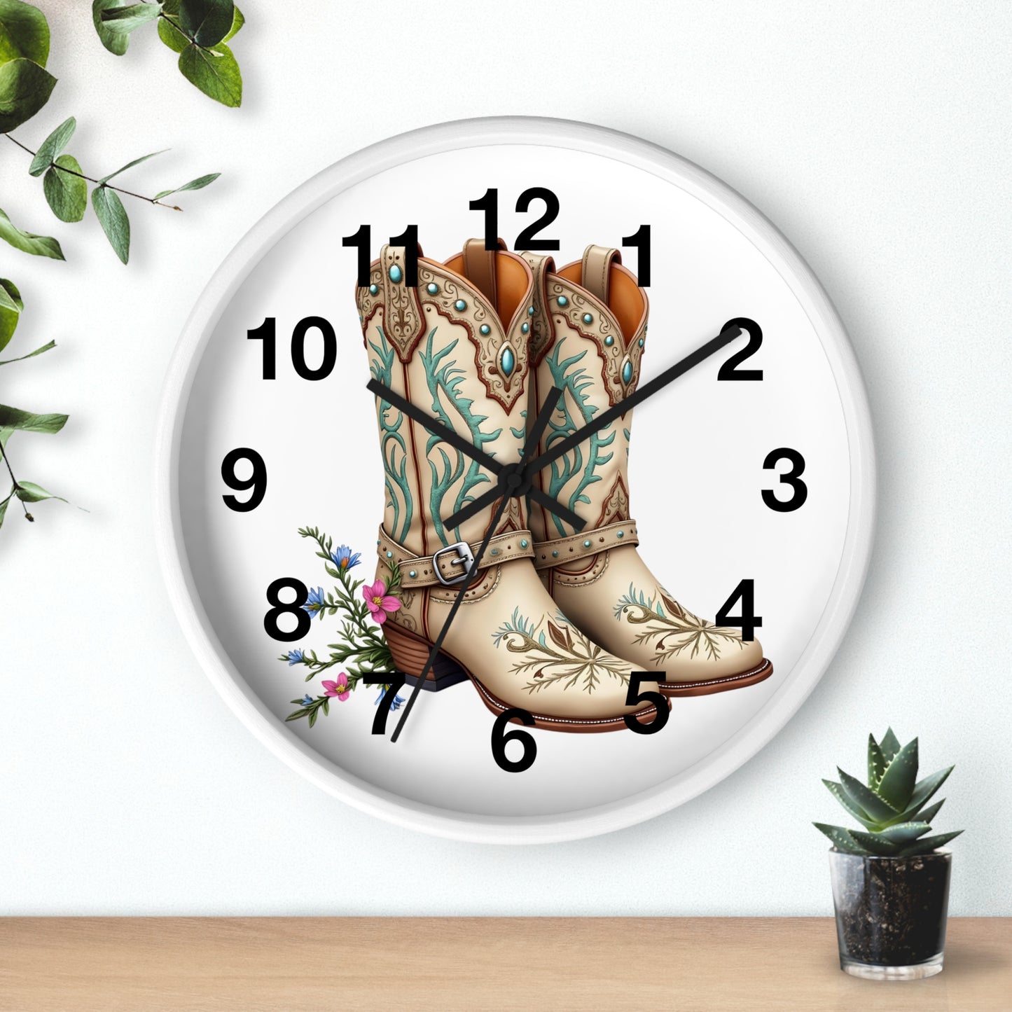 Cowboy Boots Wall Clock, Rustic Home Decor, Farmhouse Style, Country Kitchen Clock, Gift for Cowgirl, Western Decor