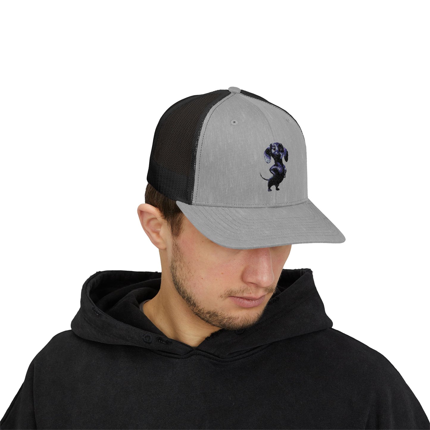 Dachshund Galaxy Trucker Cap – Embroidered Space Sausage Dog Snapback