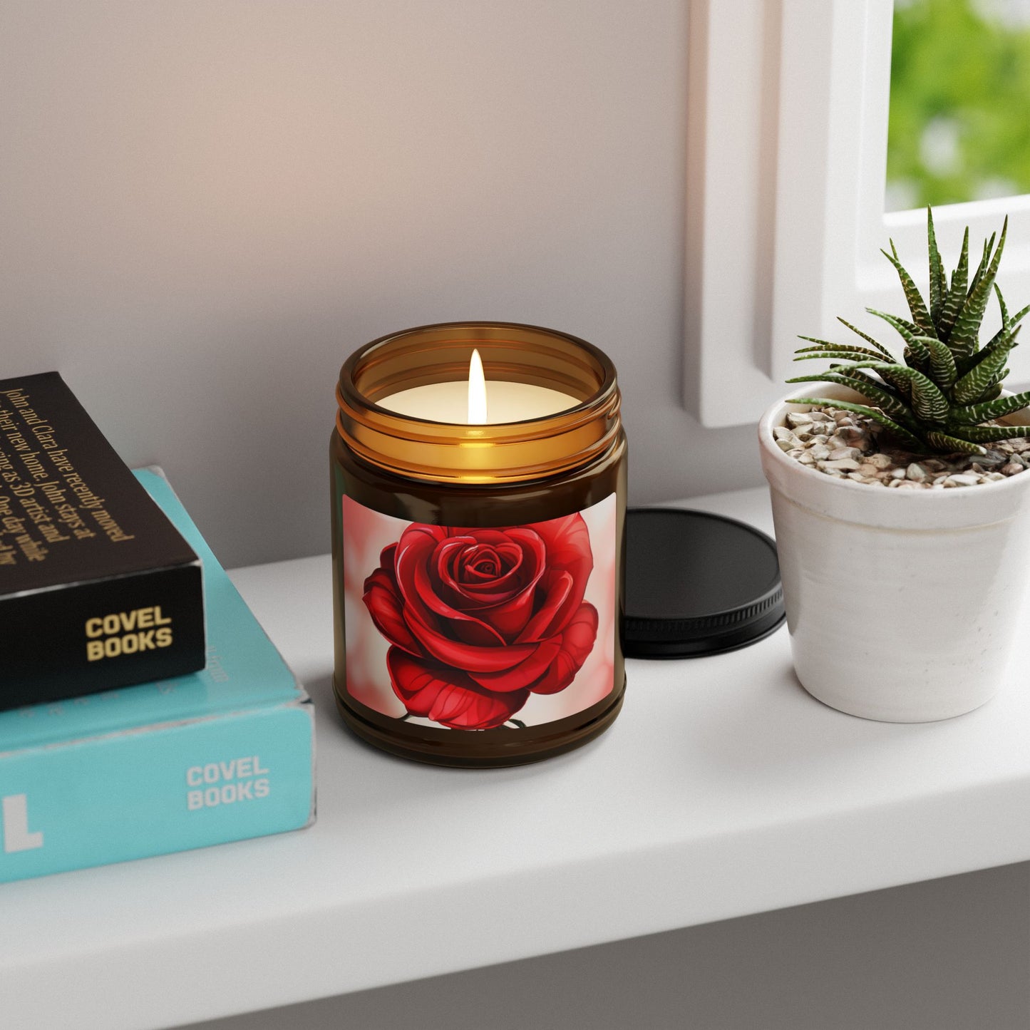 Rose Scented Soy Candle — Amber Jar (Multiple Sizes)