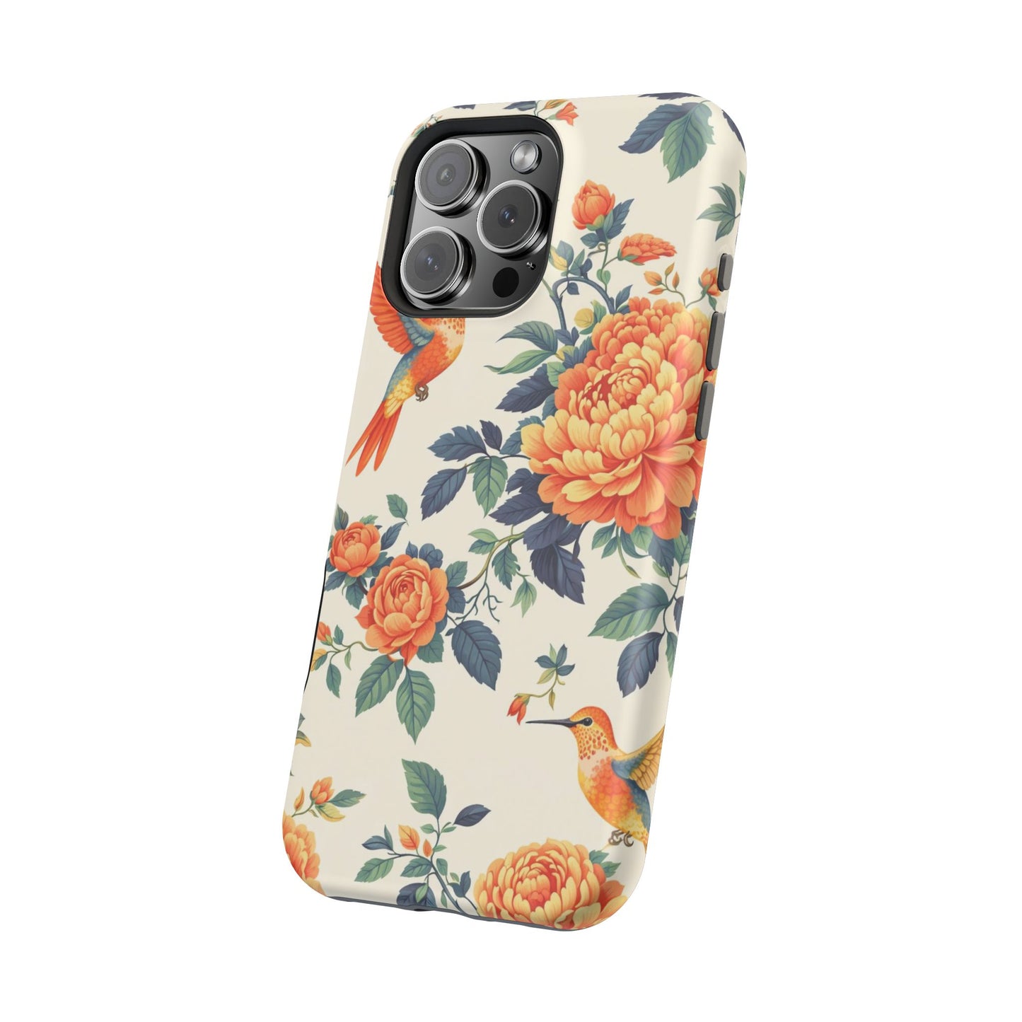 Floral Hummingbird Magnetic Phone Case — Impact-Resistant Protective Cover