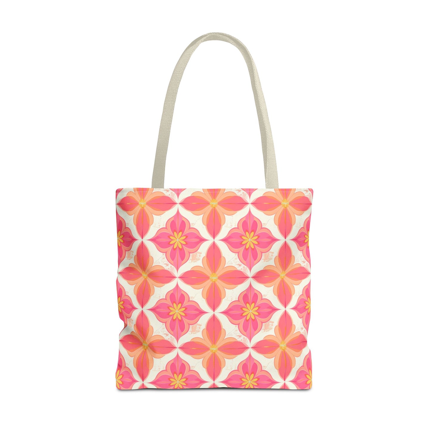 Pink Floral Geometric Tote Bag —  Reusable Shopper