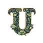 Floral Ornate Letter U Sticker — Vintage Botanical Monogram Kiss-Cut
