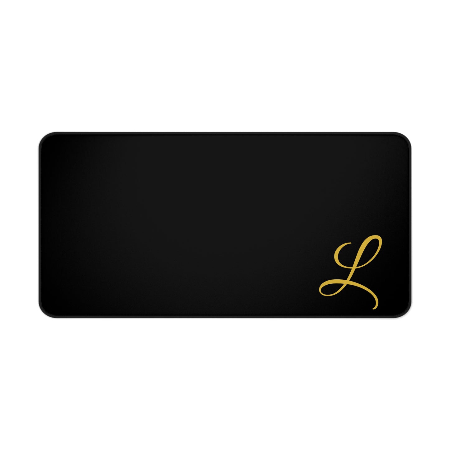 Elegant Monogram Desk Mat — Black Desk Pad with Gold “L” Accent