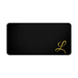 Elegant Monogram Desk Mat — Black Desk Pad with Gold “L” Accent