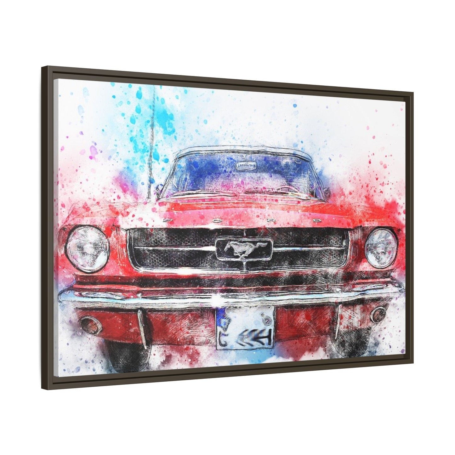 Matte Canvas, Framed Mustang Car