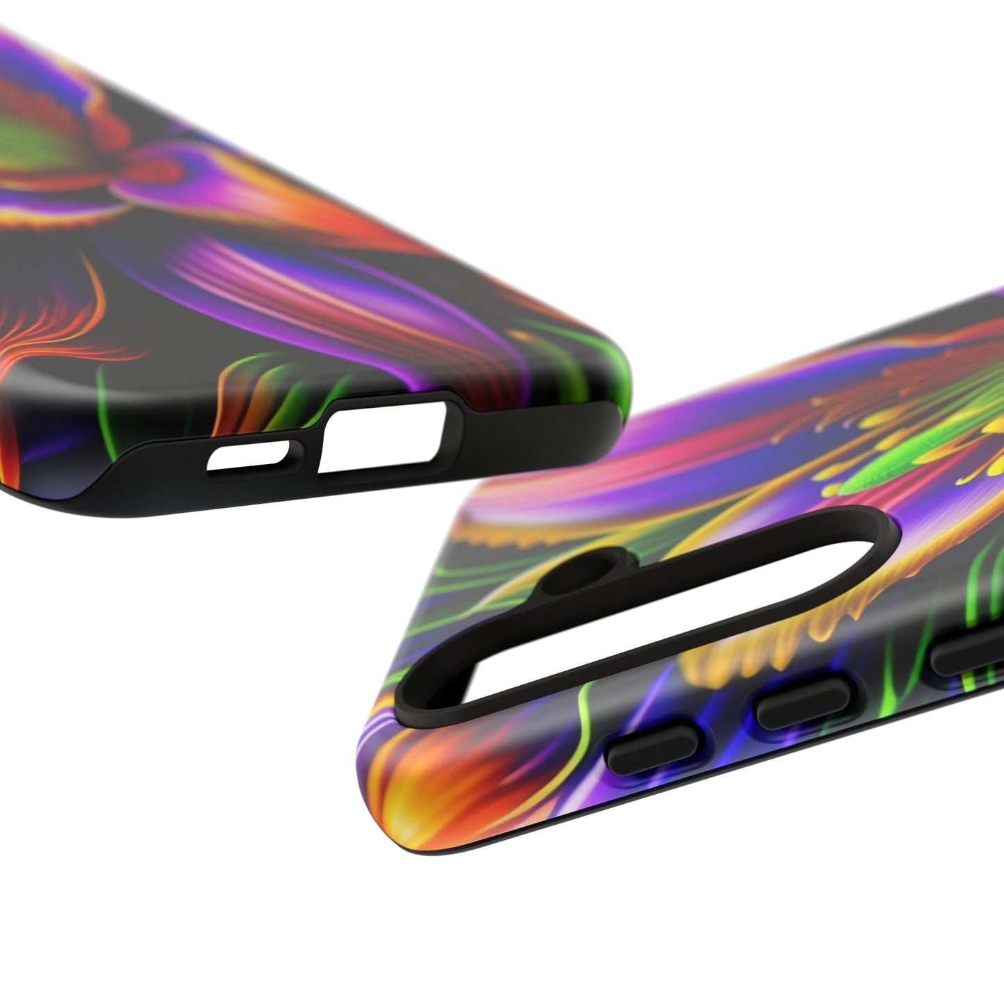 Floral Neon Tough Phone Case — Vivid Purple & Orange Lily Protective Cover