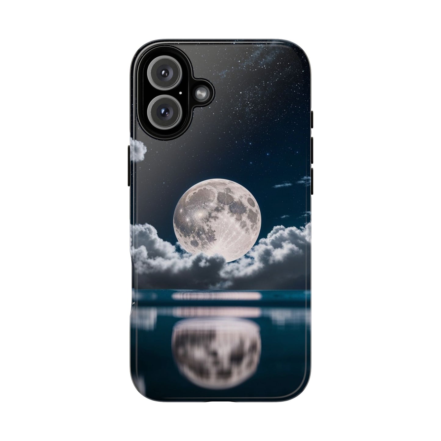 Moonlit Reflection Phone Case — Night Sky Moon & Clouds Tough Case