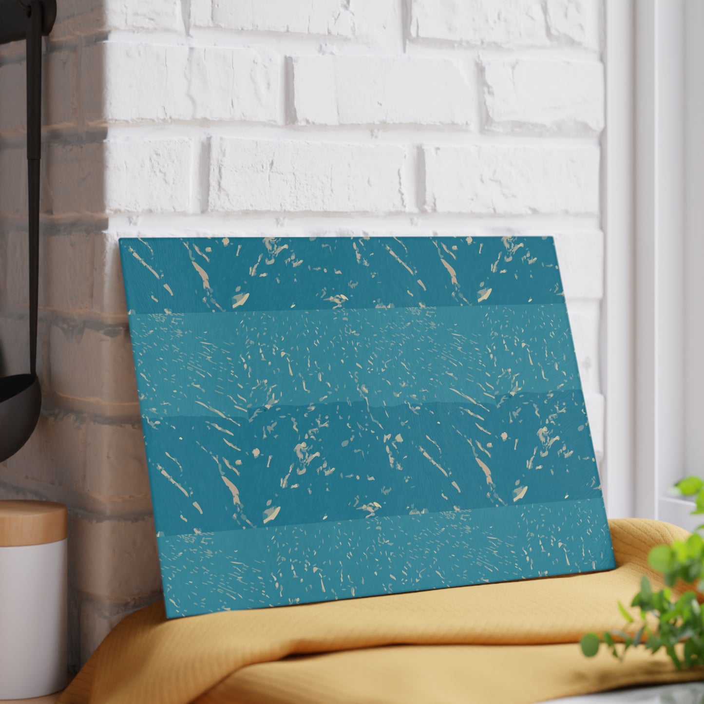 Teal Marble Stripes Glass Cutting Board — Decorative Kitchen Chopping Board