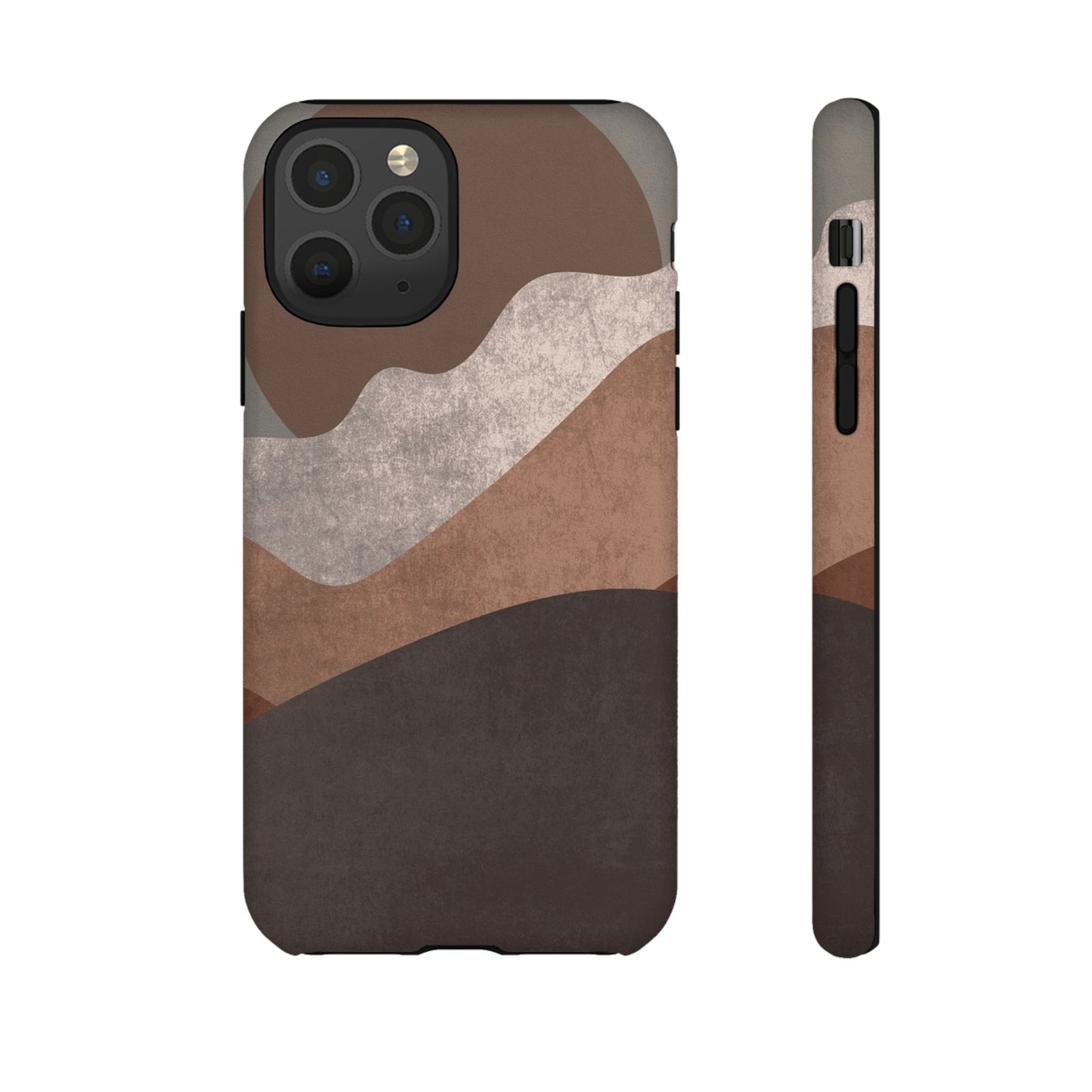 Abstract Earthtone Phone Case — Brown Layered Rugged Tough Case