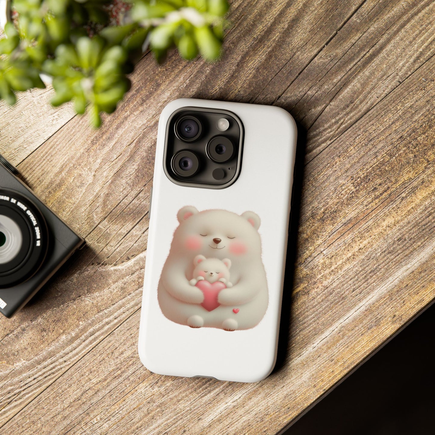 Cute Bear Phone Case, Tough Cases, Animal Lover Gift, Kids Accessories, Mother’s Day, Heartwarming Design